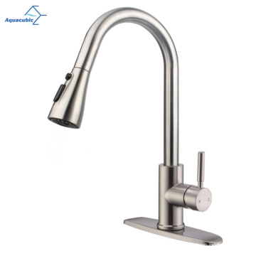 Aquacúbico Diseño independiente de diseño Codo de cocina Faucet de latón de un solo orificio cepillado grifo de cocina cepillada